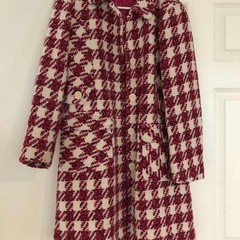 Women’s pink plaid coat MODA